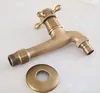 Bathroom Sink Faucets Antique Brass Wall Mount Bibcock Tap Decorative Outdoor Garden Cross Handles Washing Machine Faucet Zav316