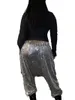 Pantalon féminin sequins de mode de mode cargo lâches hautes stretch stretch slim occasionnel pantalon correspond à streetwear k- legging en gros