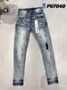 Heren paarse jeans Dames designer jeans Mode Distressed Ripped Bikers Denim cargo voor heren zwarte broek