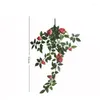 Decorative Flowers Tiny Rose Bud Vine Silk Artificales Home El Decoration Wedding Flower White Rattan Wall Hanging Decor