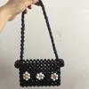 Bolsas de noite bolsa de miçanga de miçangas de miçangas pretas inseridas