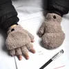 Gloves Childrens Finger Gloves Plush Thickened Warm Baby Gloves Children Pupil Student Winter Mittens Coral Fleece Flip Full Finger Glove