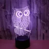 Touch Afstandsbediening Visuele lamp USB Creatieve Kleurrijke 3D Kleine nachtverlichting Uil led-verlichting kerstcadeau195n