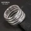 Eheringe echte 925 Sterling Silver Spring Ring Einfacher mehrschichtiger eleganter Schmuck Eröffnung Haken Punk Ring 231222