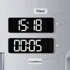 Große digitale Wanduhr Temperatur Datum Woche Display Fernbedienungssteuerung Ausschalten Speichertisch Wallmounted Dual Alarme LED -Uhren 231221