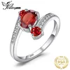 Pierścionki ślubne biżuteria 3 kamienie oryginalna czerwona granat 925 Srebrny pierścień dla kobiet szlachetne biżuterię Prezent zaręczynowy 231222
