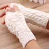 2020 Winter Unisex Women Fingerless Knitted Long Gloves Arm Warmer Wool Half Finger Mittens 12pairslot42287032594