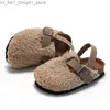 First Walkers Child Baby Boys Girls Warm Fuzzy Plush Cork Faux Päls Flats Toddler Prewalker Slipper Elastic Back Strap Sandals Q231222