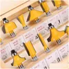 Power Tool Set 12st Milling Cutter Router Bit Set 8mm Wood Carbide Shank Mill Woodworking Triming Gravering Cuting Cutting Tools D DH4RH
