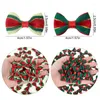 Décoration de fête 30pcs Bow de Noël Rouge en satin rouge / vert Bows Christma coudre Craft Bowknot Clips de cheveux DIY ACCESSOIRES