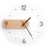 Wall Clocks Nordic Style Silent Scan Movement Clock Solid Wood Creative 12in Diameter Black Walnut Material