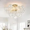 Nordic Bubble Ball Rotating Glass Ceiling Light Fixture 24 Inch Diameter Brass and Clear Blown Glass Small Pendant Light for Bedroom Study Bathroom
