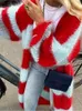モヘアストライプ女性ニットスプライスカーディガンラーズ秋の冬のヴィンテージフルスリーブロングコートレディースカジュアルストリートジャケットセーター231221