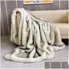 Blankets Faux Fur Blanket High-End Imitation Rabbit Bedding Bed Plaid Sofa Er Home Decor For Living Room Bedroom Drop Delivery Dhr84