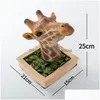 Decorative Objects & Figurines Wall Mounted Animal Head Giraffe Scpture Bust Latex Foam Hanging Decor For Kids Room Living Bar Home De Dh3It