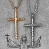 Dragon Scale Gold Cross Long Men Necklace Pendants Chain for Boyfriend Male Stainless Steel Jewelry Creativity Gift Whole1249F