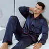 Pyjamas Lonxu Set Mens Mens Silk Satin Pajamas Longe Loungewear Two-Sleepwear Bouton-Down PJ Set S-xxxxl