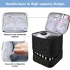 30 Grids Double Layer Makeup Bag with Handle PU Nylon Nail Polish Gel Manicure Cosmetic Organizer 231222