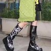 Boots Brand Design Gothic Black Platform Cales de moto Boots Street Cool Punk Comfy Walking Femme Boots Big Taille 43 Femme Chaussures