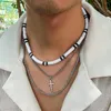 Hangende kettingen puui hiphop klei kralen ketting voor mannen wendingen ketting kruis choker eenvoudige juwelige kraagjongen feeststraat