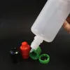 Bouteilles de compte-gouttes de 1 oz PE pour E liquide 30 ml Bouteilles en plastique avec sabot de couleur Capes d'épreuve d'enfants évidents SSNFP