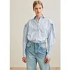 Blouses pour femmes Totem-Women Classic Blouse Pure Coton Blue Stripe Shirt Puff Sleeves Female Tops Femme Spring and Summer