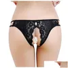 Kadın Panties Egzotik G-String T-Pants y Yamalı Şeffaf Dantel Kasık Açılış Gökleri Temptation Ladies Underpant Damla Teslim Uygulaması DHJ8K