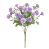 Decorative Flowers Artificial Bouquet Silk Small Rose Lilac Carnation Bridal For Wedding Party Home DIY Decoration