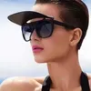 Sonnenbrille Big Rechteck Flip Frauen Männer 2022 Trendprodukte übergroße Farbtöne für einzigartige Maskulino2655