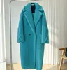 24-m * Ax M Coat Silhouette Teddy Particle Alpaca Fleece Sheared Coat för kvinnors medellängd