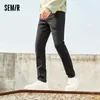 Jeans jeans semir jeans uomini solidi retrò hong kong in stile sottile piedi uomo nuovo pantaloni deminiche lavate la tendenza ins J231222