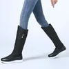 Stiefel 2023 Winter Frauen Knie hohe wasserdichte Plüschschnee bequem FLAUT NONSLIP LADIES SHOUS Schwarz Weiß Rot