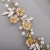 Headpieces Women Gold Silver Leaf Rhinestones Heabdand Pearl Wedding Head smycken Brudtillbehör för brudtärna hårstycken