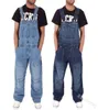 Jeans men039s uomini casual perdite in modo tascabile per le tute comodabele salta i pantaloni bavaglini più grandi dimensioni voor man blauw broek8063715