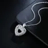 Pendants 925 Collier en argent sterling pour femmes 18 pouces Crystal Elegant Hollow Heart Pendant Party Wedding Bijoux Fashion Jewelry Gift