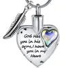Stainless Steel Heart Urn Necklace with Feather for Ashes Cremation Jewelry for Ashes Keepsake1298P