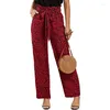 Women's Pants Fashion Women Wide Leg Bowknot High Waist Vintage Polka Dots Print Boho Trousers Straight Chiffon Joggers Pant Pantalones