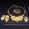 Women Necklace Earrings Ring Bracelet Jewelry Set Bud Pendant Gold Plated Luxury Nigeria Dubai 231221