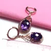 Dingle örhängen 585 Purple Gold Plated 14k Rose Shining Luxury Gem For Women Elegant Utsökt bröllopsengagemangsmycken