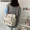 3 w 1 plecak dla nastoletniej dziewczynki pierścień Buckle Portable Travel Rame Bag Femal School Badge Woman Rucksack Satchel 231222