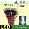 Bulbes haut brillant 100x 5 mm LED préwire blanc 20cm 12V 24V Pré-fil DIP LEDS209P