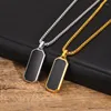 Pendant Necklaces Hiphop Men Stainless Steel Black Square Rectangle Tag Charms Box Link Chains DIY Name Necklace Fashion Jewelry