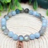 Link Bracelets MG1978 8 MM Aquamarine Labradorite Bracelet Womens Mens EMF Energy Protection Jewelry