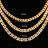 Mens Hip Hop Bling Bling Iced Out Tennis Chain 1 Row Necklaces Luxury Silver Gold Men Chain Fashion Jewelry285M