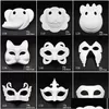 Party -Masken Stock Make -up Tanz weiße Masken Embryo Mod DIY Malmalerei handgefertigte Maske PP Animal Halloween Festival Party Papier Face Drop de Dhi47