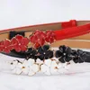 Pasy kapiące kwiat śliwki Patent skórzane panie dzikie dekoracyjne małe pasek koreański projektantka 221s