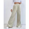 Frauenhose Weitbein Büro Lady Lose Slit Pant 2023 Herbst Winter FEMAL HIGHT Taille Hosen mit Tasche Casual Cord -Kleidung