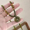 Hanger kettingen vintage touw natuurlijke stenen nekketting ketting voor vrouwen Chinese stijl handgemaakte stenen houten kralen hippie grunge sieraden