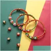 Charm Bracelets Chinese Traditional Ethnic Style Colorf Rope Alloy Hand-Woven Thread Childrens Baby Adt Red Bracelet Drop Delivery Dhnpk