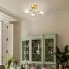 Longree Nordic Bubble Ball Revolving Glass Ceiling Lights Fixture 4-Light Gild Brass Clear Blown Glass Small Chandelier for Bedroom Study Bathroom
